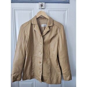 Vintage Tan Italian Leather Jacket Ladies Size Vintage M. Forever Piece Timeless
